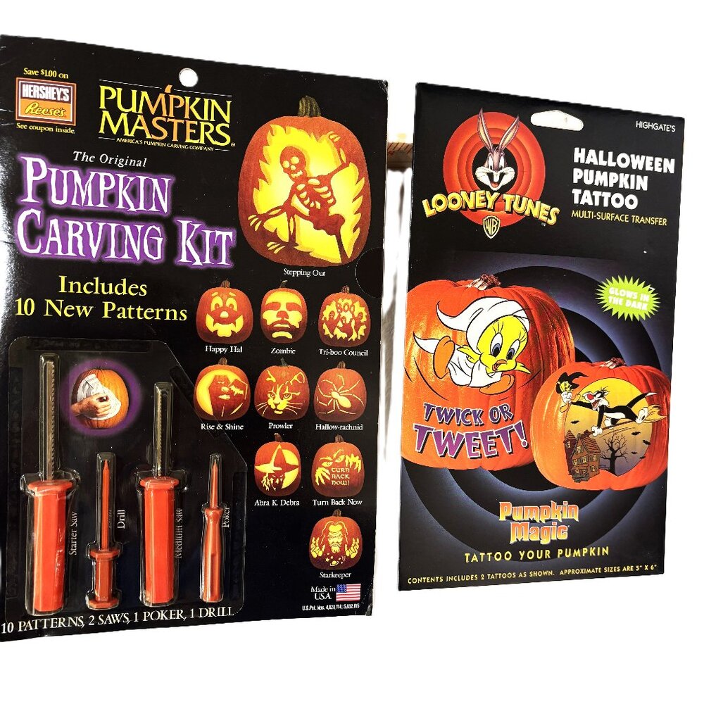 VTG Looney Tunes Tattoo’s & Pumpkin Carving Kit Halloween NWT NOS